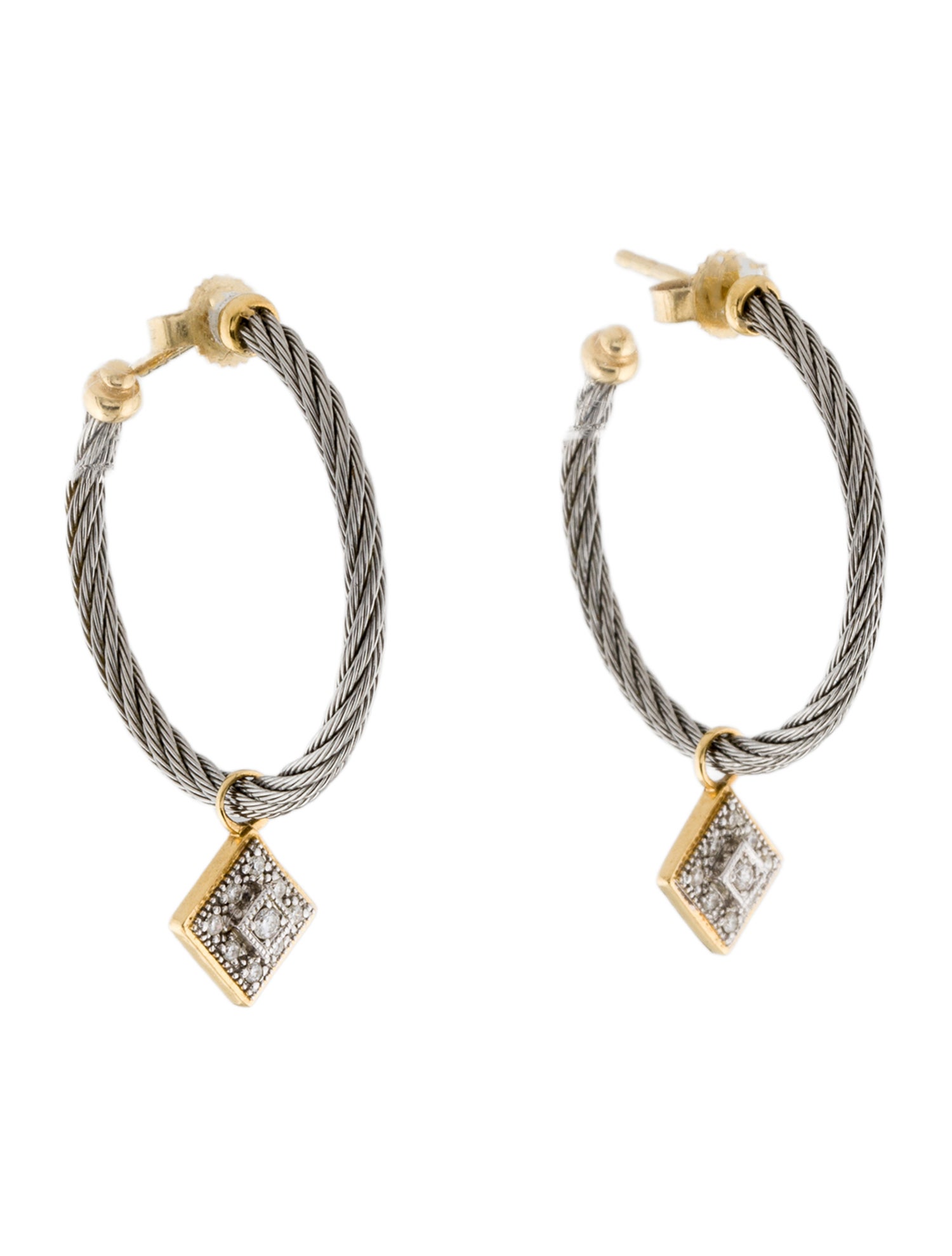 Charriol Diamond Cable Hoop Earrings