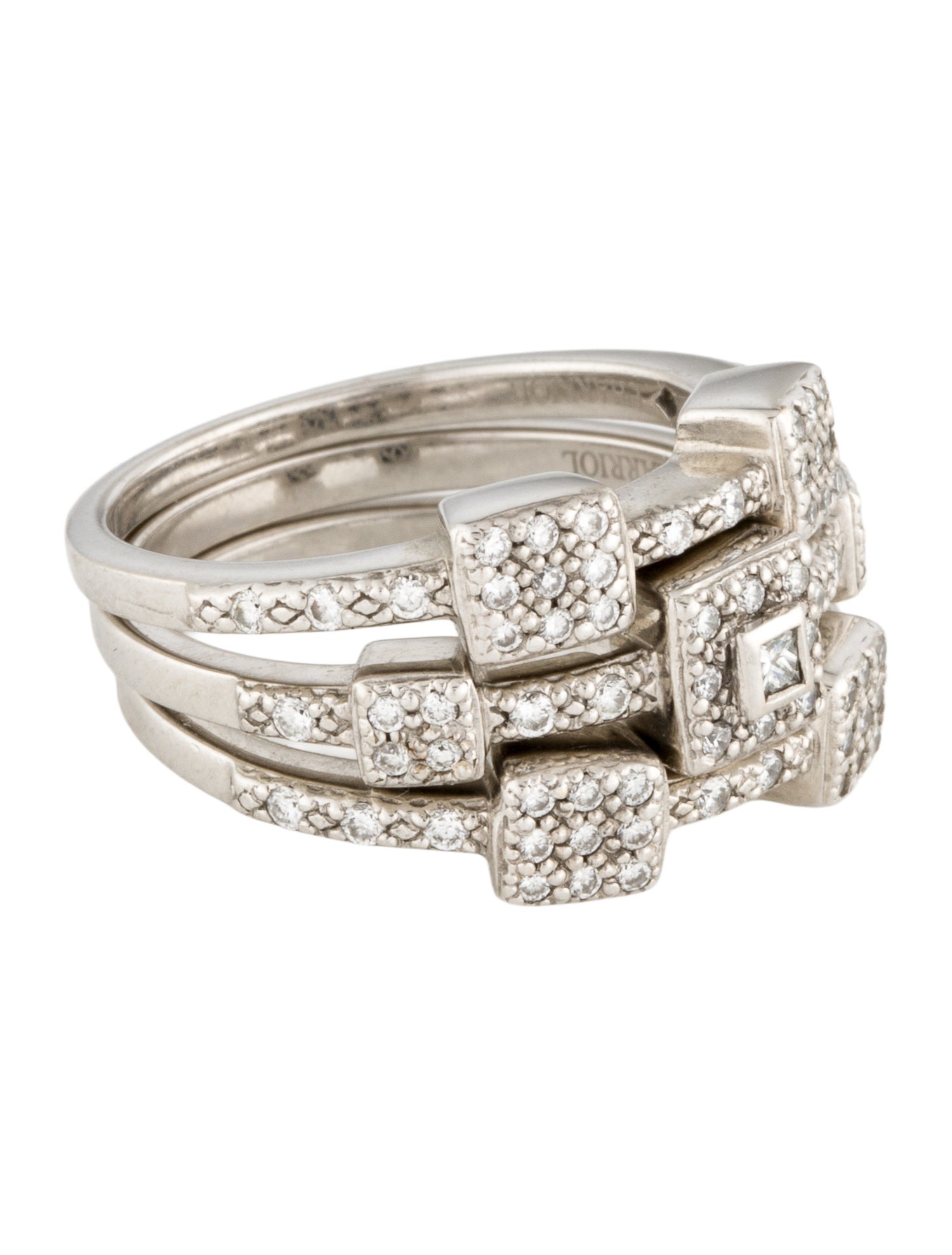 Charriol 18K Set of Three Diamond Stack Band