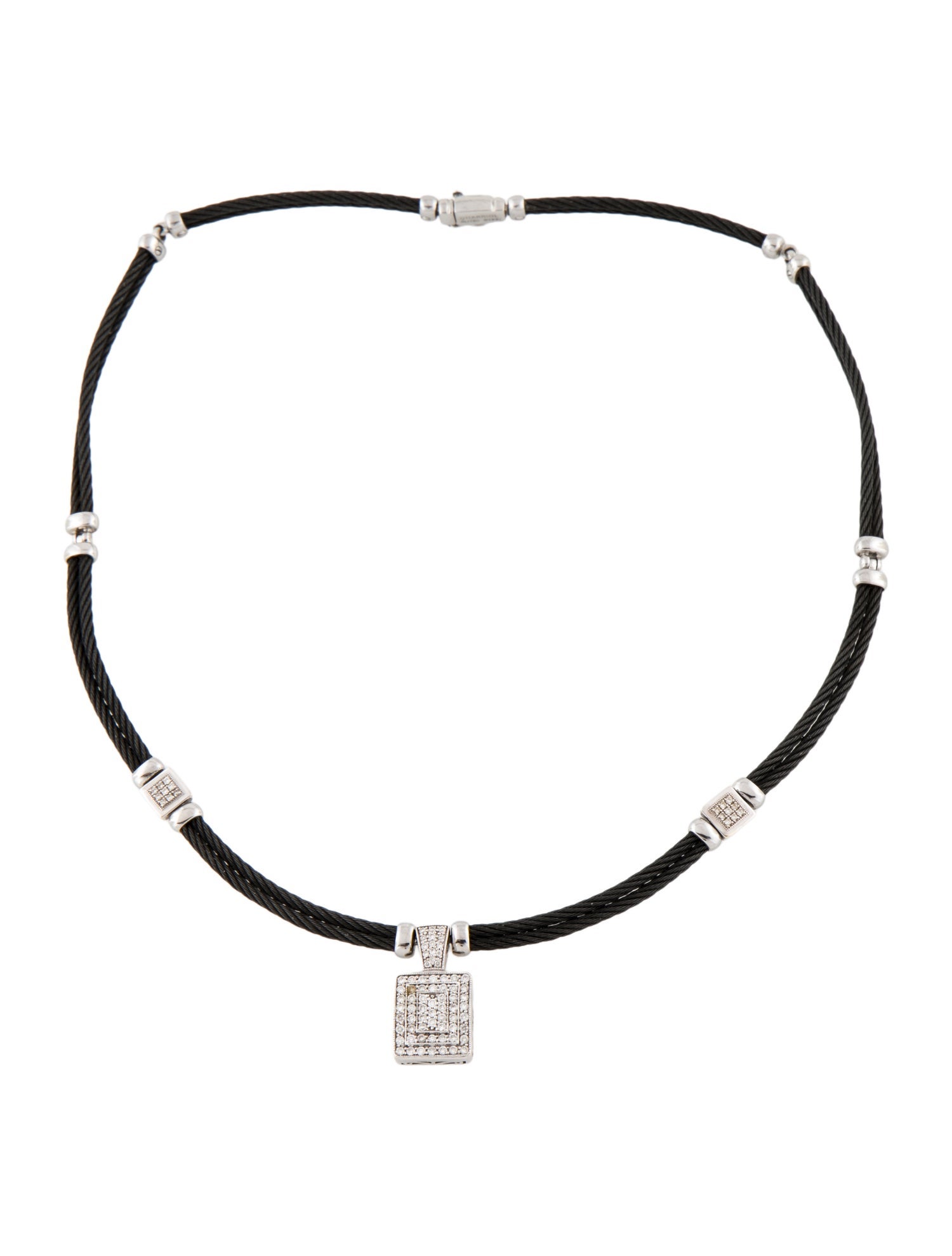 Charriol 18K Diamond Celtic Noir Square Pendant Necklace