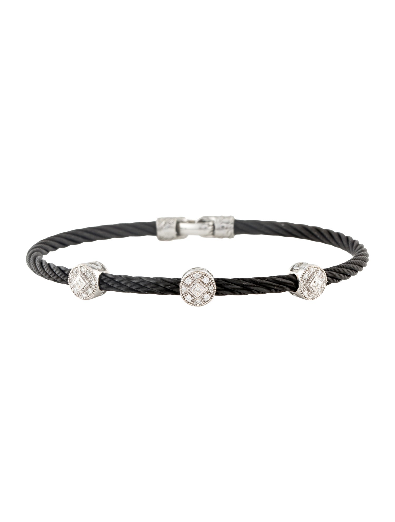 Charriol Diamond Three Station Cable Bracelet
