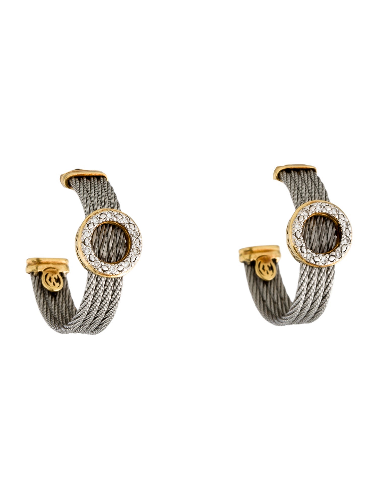 Charriol Diamond Cable Hoop Earrings