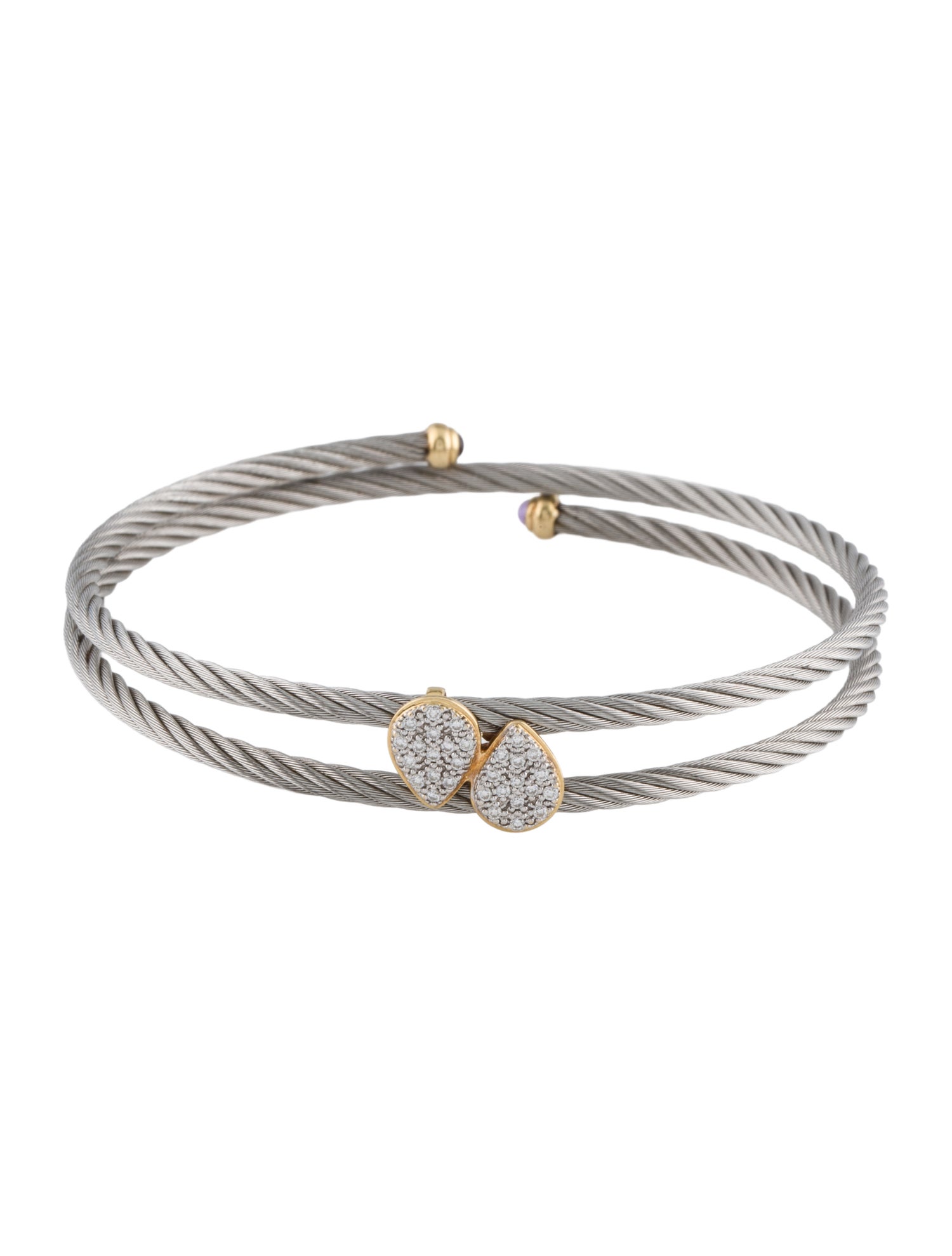 Charriol Amethyst & Diamond Teardrop Coil Wrap Station Bracelet