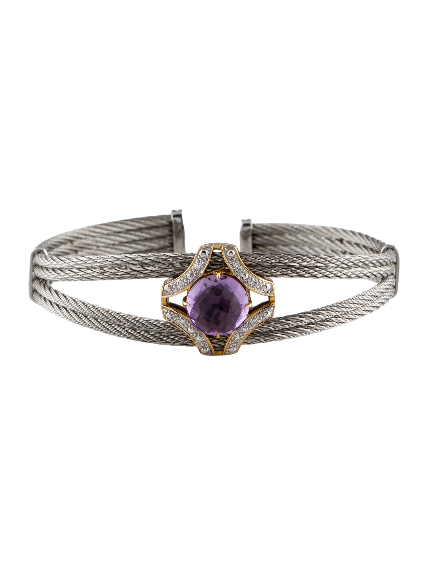 Charriol Amethyst & Diamond Cuff Bracelet