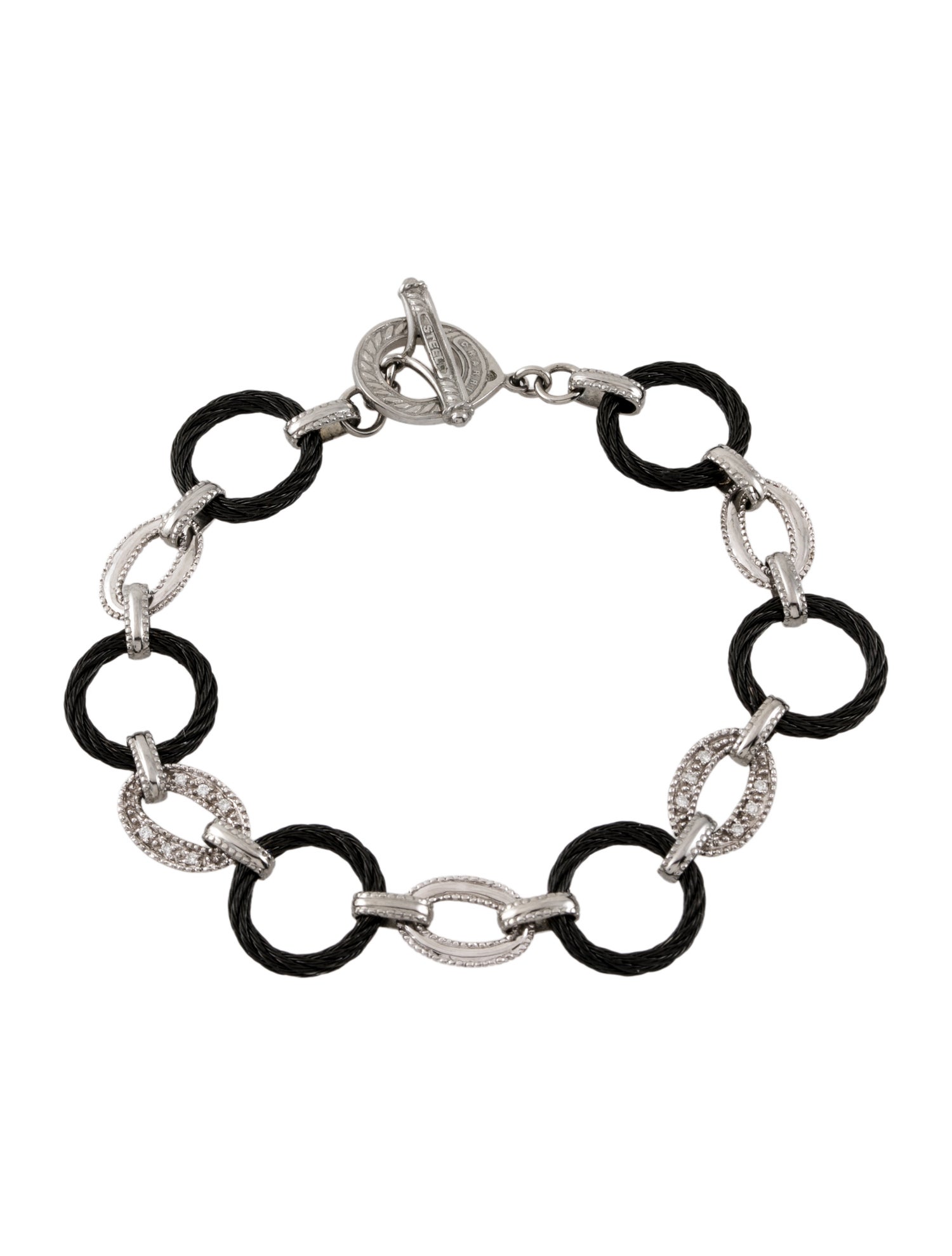 Charriol Diamond Celtic Noir Oval Link Bracelet