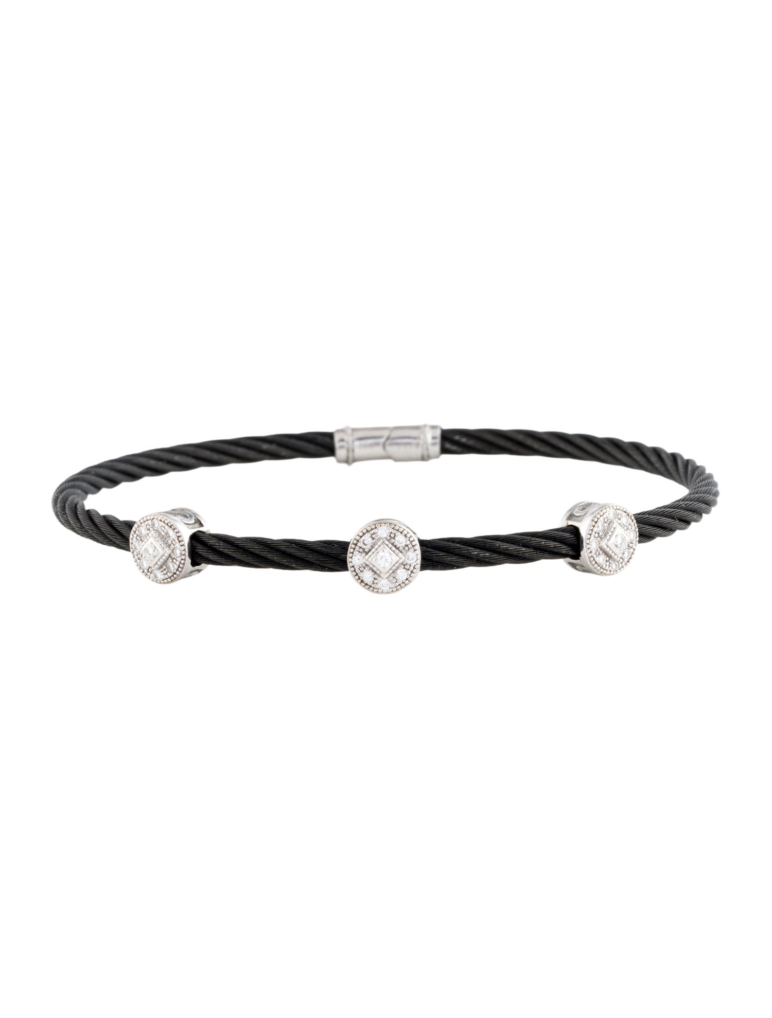 Charriol Diamond Three Station Cable Bracelet