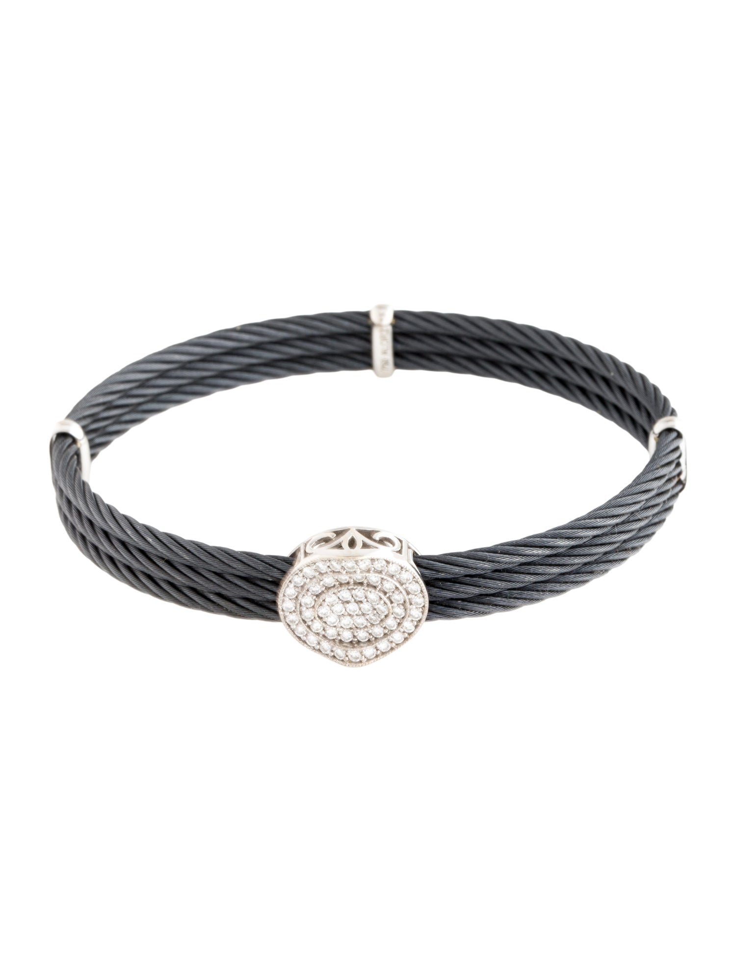 Charriol Diamond Pavé Oval Station Cable Bracelet