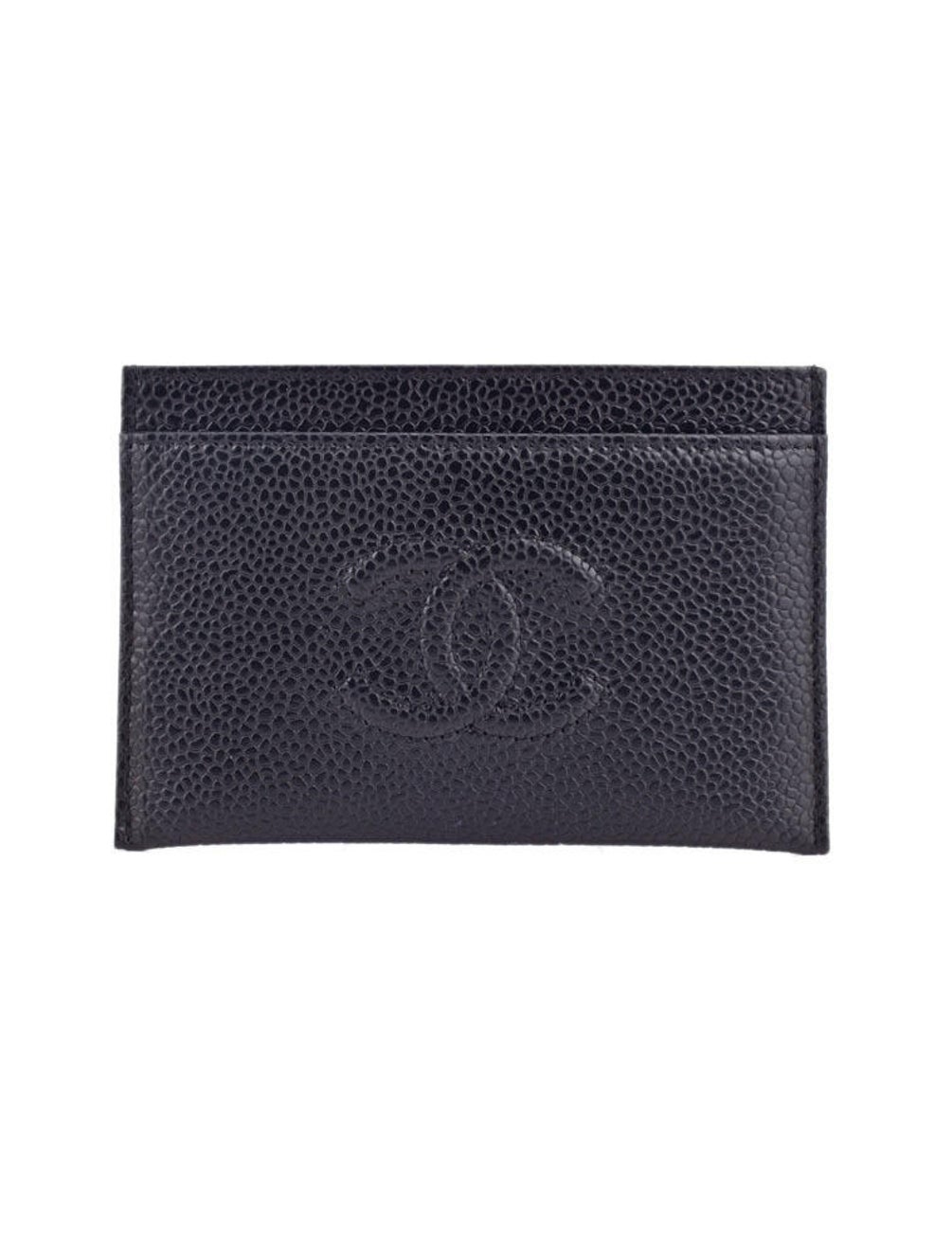 chanel card holder navy blue