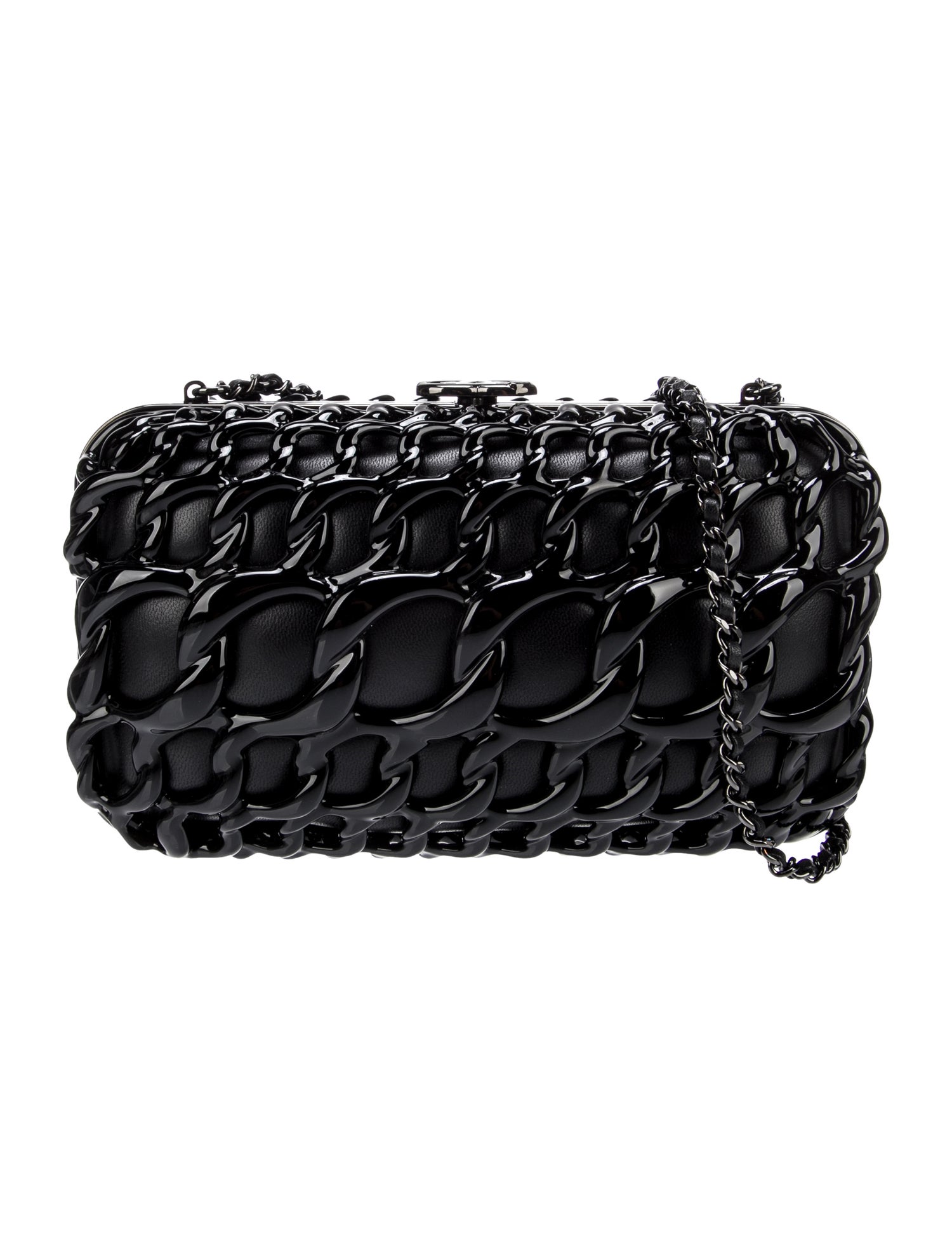 Chanel Chain Aluminum & Lambskin Clutch