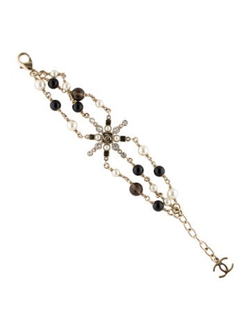 Chanel Link faux Pearl, Strass, Enamel & Glass Bead CC Bracelet