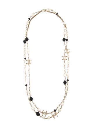 Chanel Faux Pearl, Strass, Resin & Enamel Bead Necklace