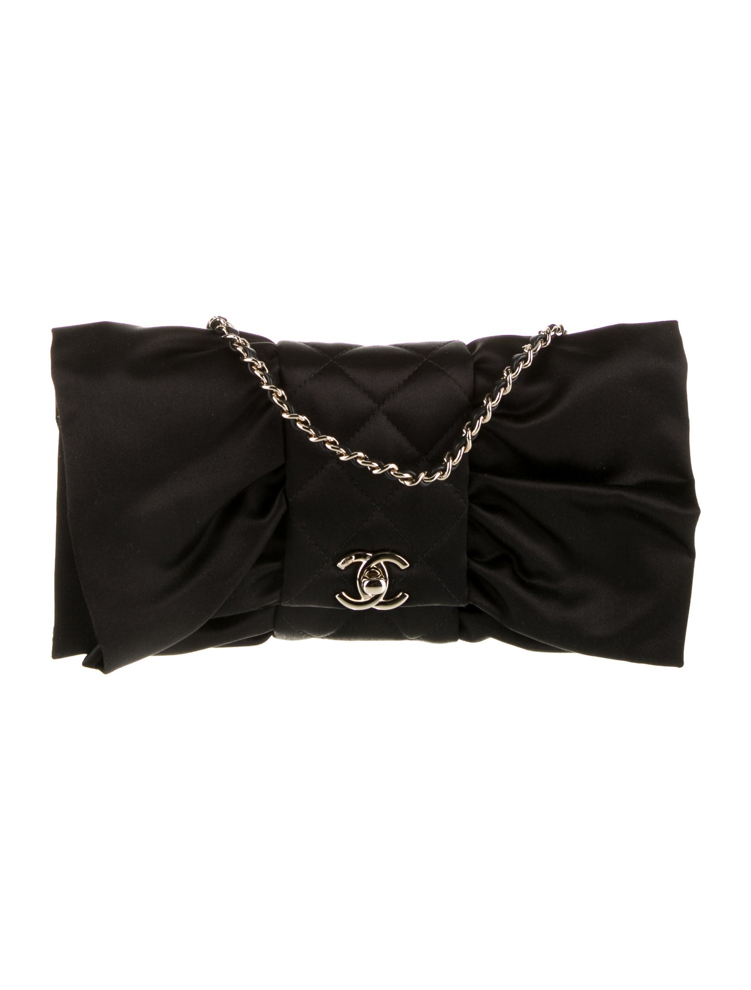 Chanel 2023 Satin Bow Clutch w/ Chain - Clutches, Handbags | The 