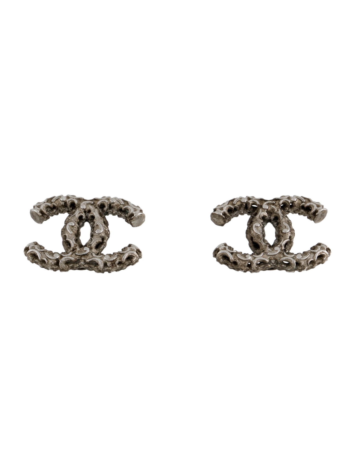Chanel CC Stud Earrings PalladiumPlated Stud, Earrings CHA1008253 The RealReal