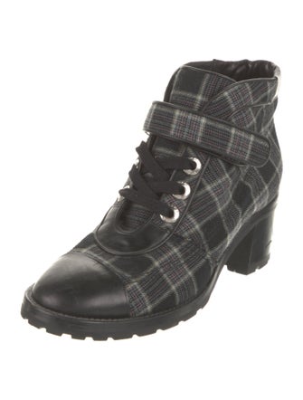 Chanel 2008 Plaid Print Combat Boots