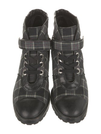 Chanel 2008 Plaid Print Combat Boots