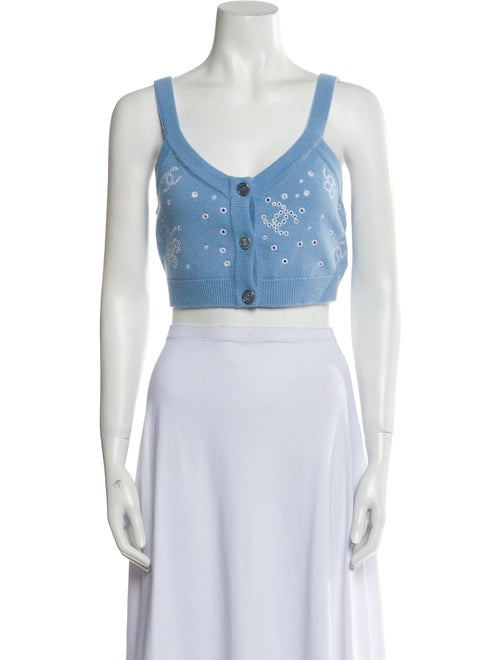 Chanel Cashmere V-Neck Crop Top