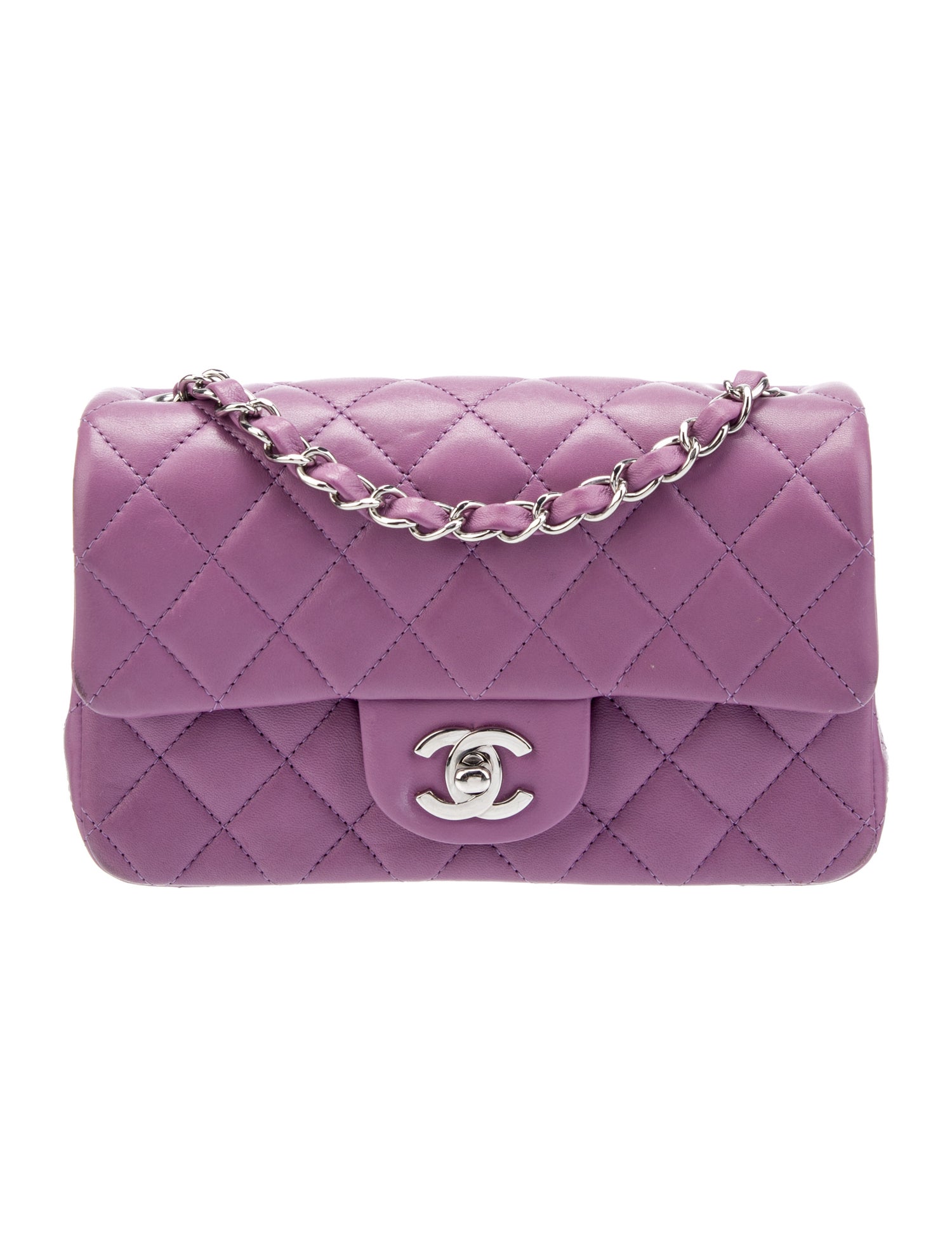 Chanel Rectangular Mini Patent Classic Flap Bag Orange Crossbody Bags