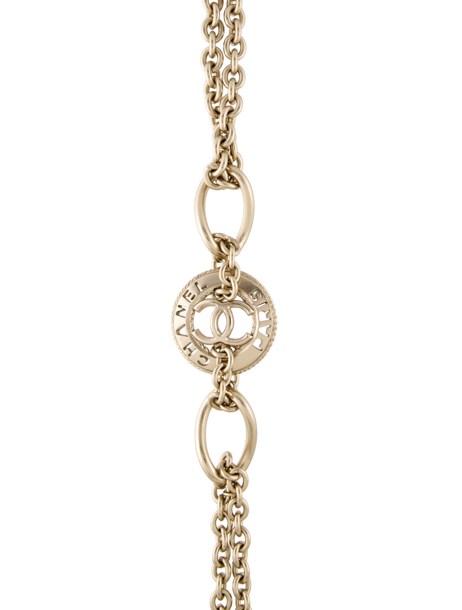 Chanel CC Double Strand Station Necklace GoldPlated Double Strand