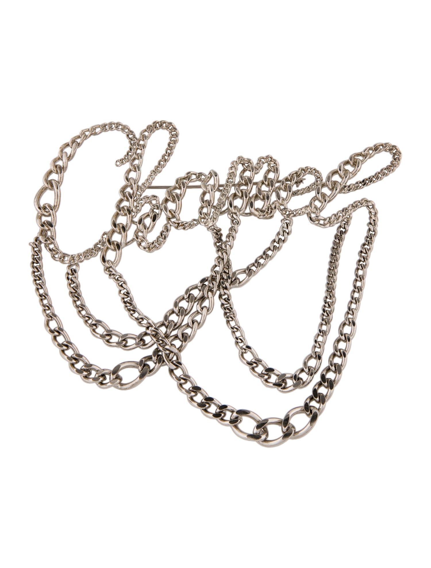 Chanel Chain Link Script Brooch