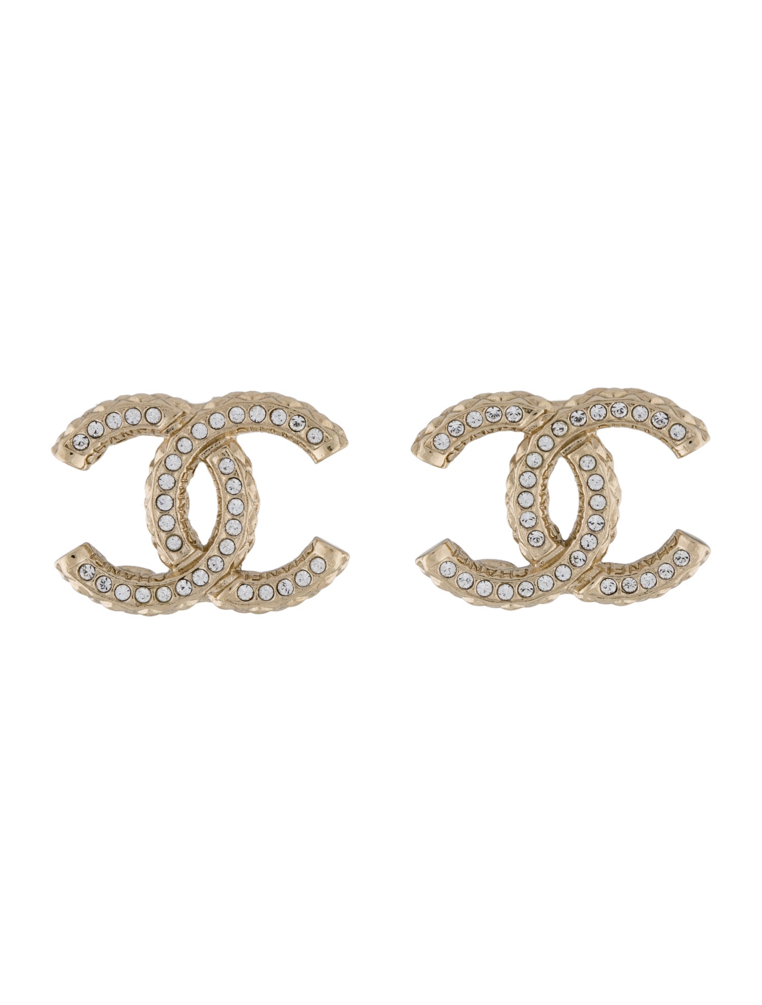 Chanel 2022 Strass CC Logo Stud Earrings