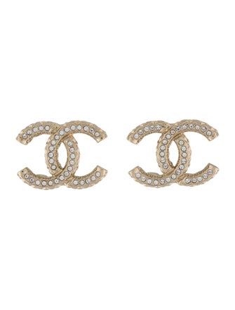 Chanel 2022 Strass CC Logo Stud Earrings