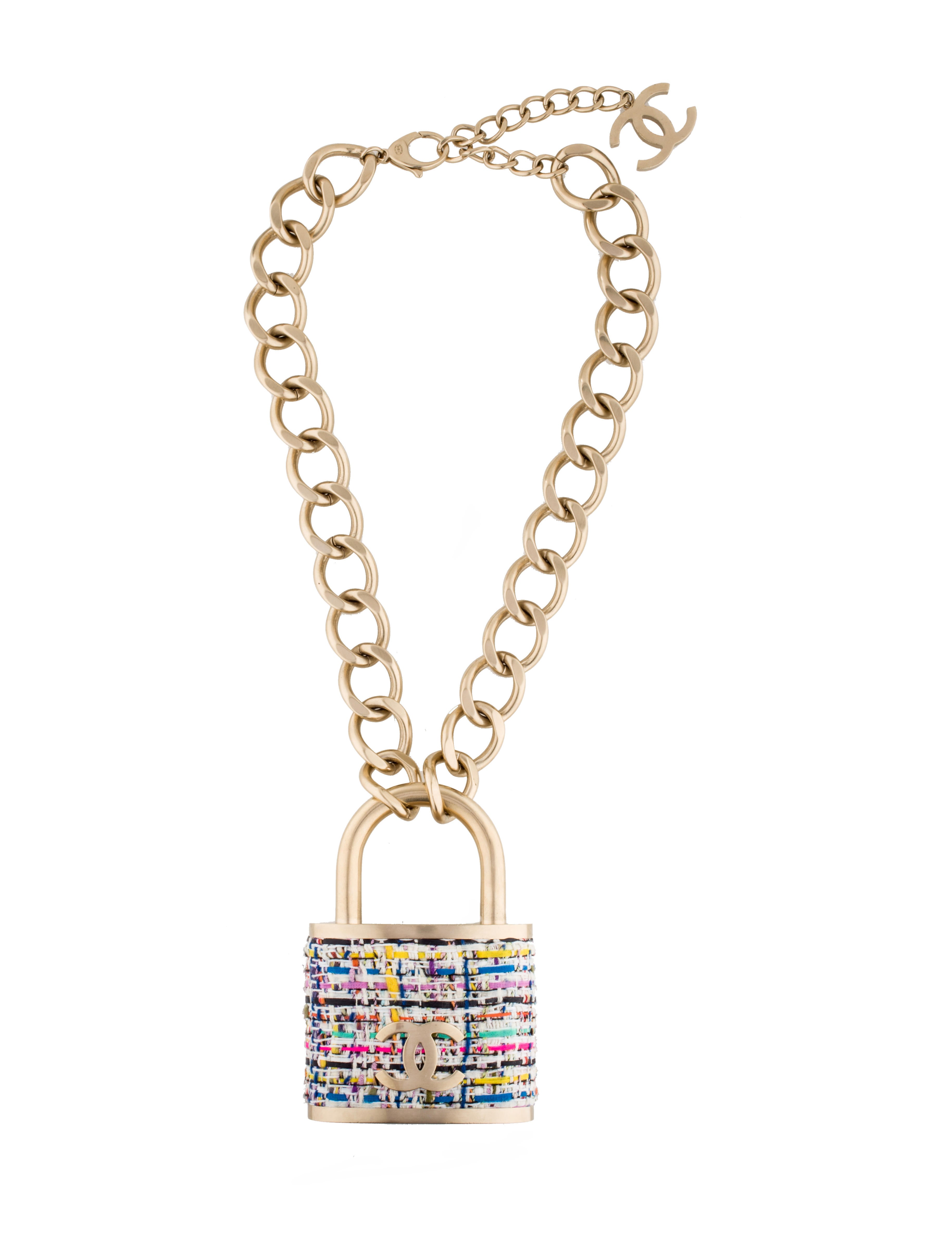 Chanel Tweed CC Padlock Pendant Necklace Necklaces CHA103206 The
