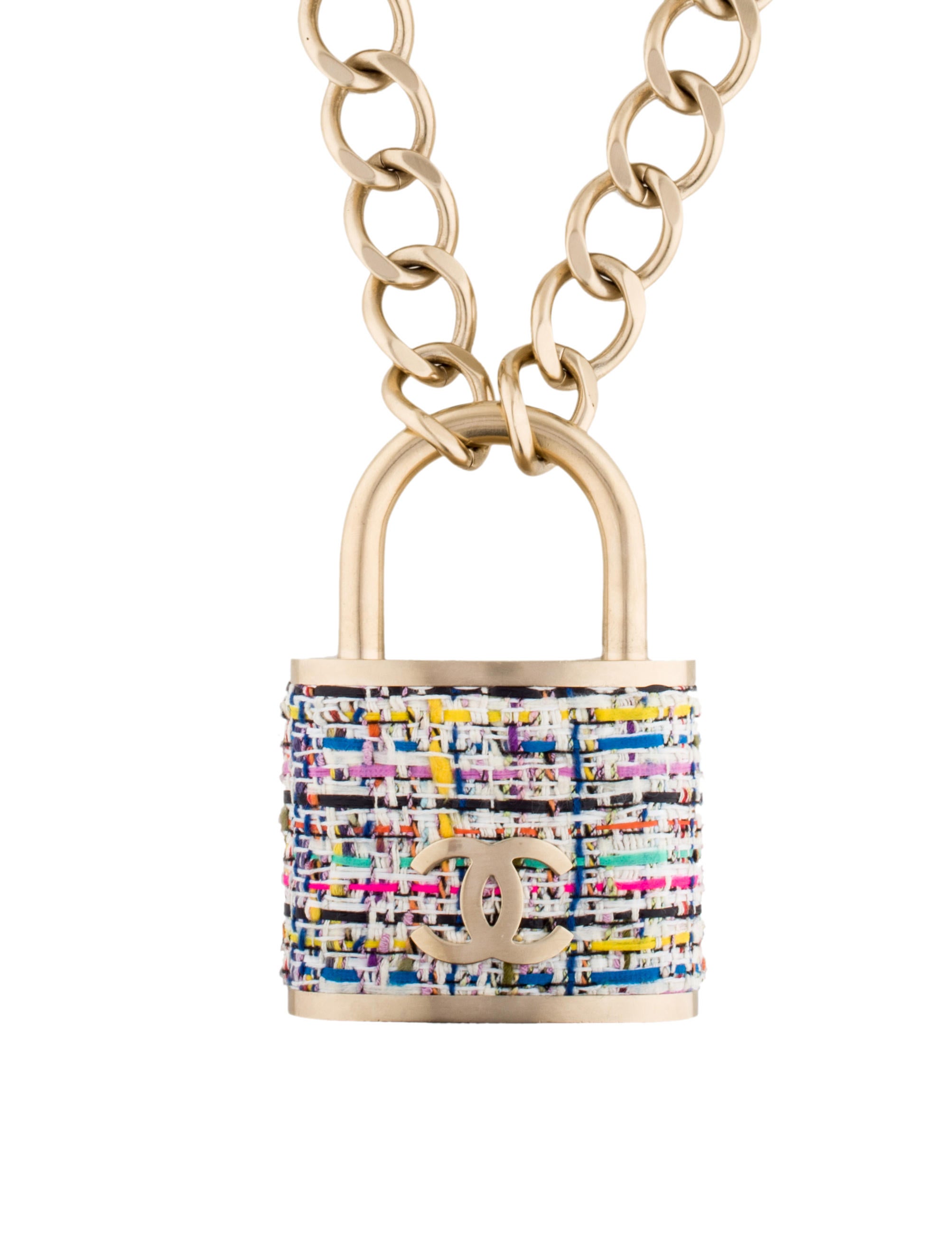 Chanel Tweed CC Padlock Pendant Necklace Necklaces CHA103206 The