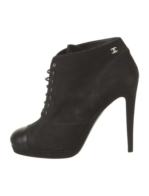 Chanel Interlocking CC Logo Suede Lace-Up Boots