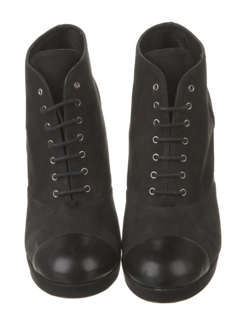 Chanel Interlocking CC Logo Suede Lace-Up Boots