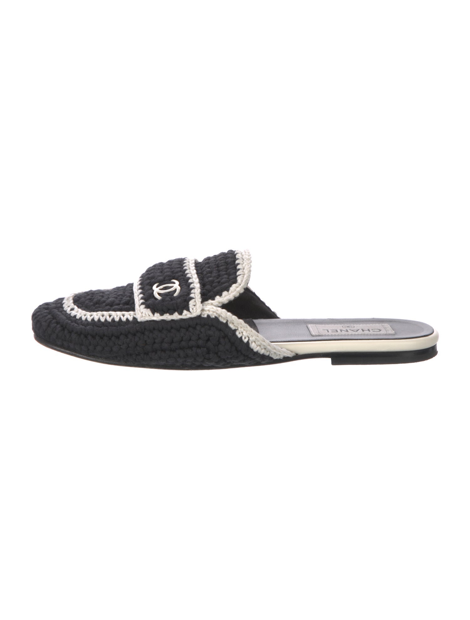 [CHANEL]★Crochet Mule Sandals CHANEL Crochet CC Mules Sandals 39 Black 1495436 | FASHIONPHILE