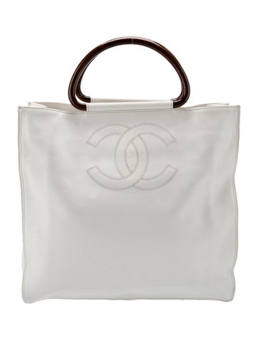 Chanel Handle Bags Wooden Caviar Leather Bag Large