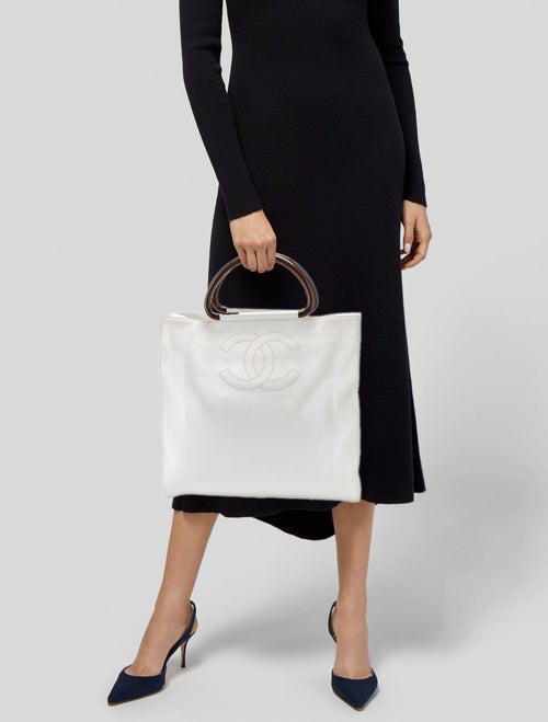 Chanel Wooden Handle Caviar Leather Bag