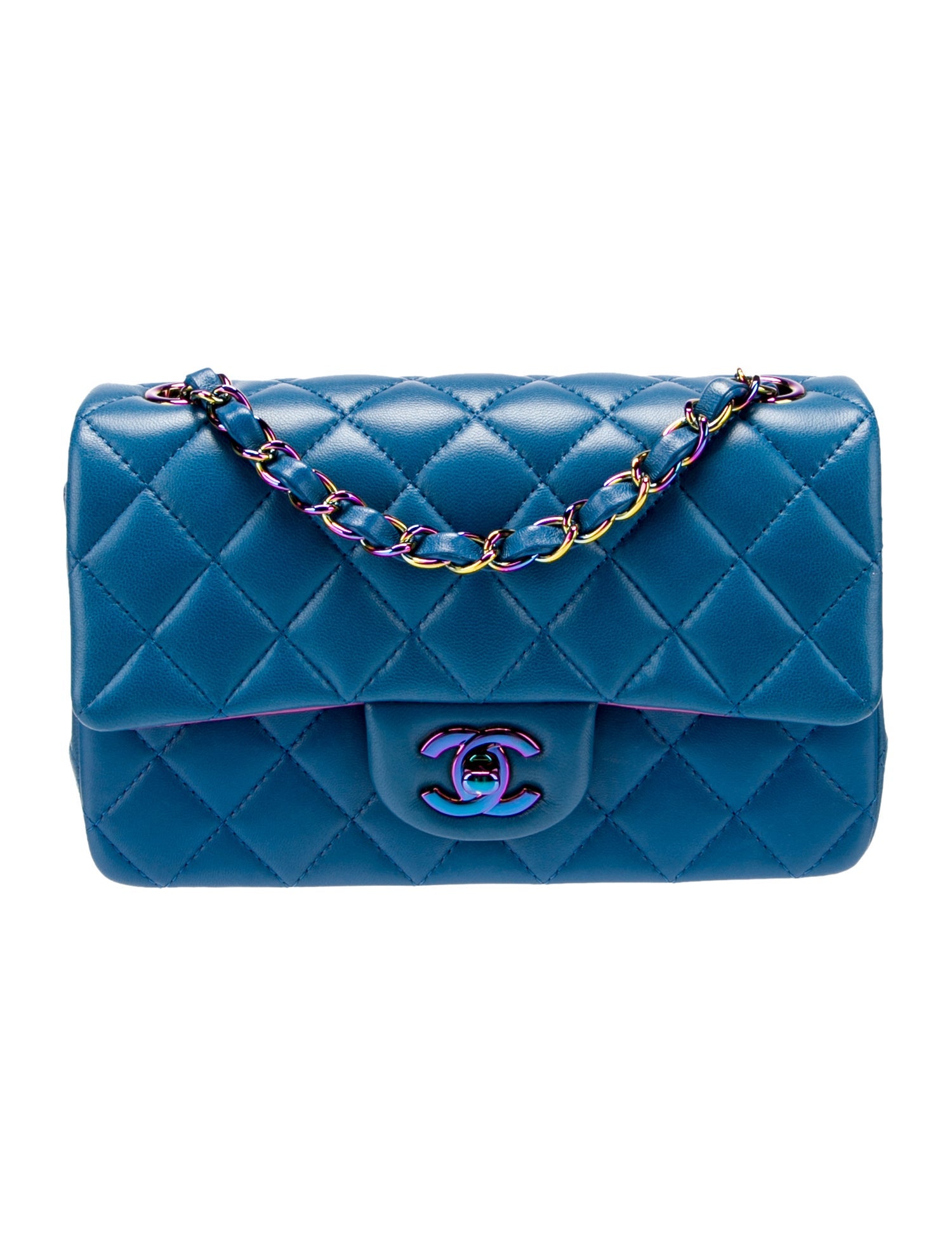 Chanel Classic Rainbow Rectangular Mini Flap Bag - Blue Shoulder