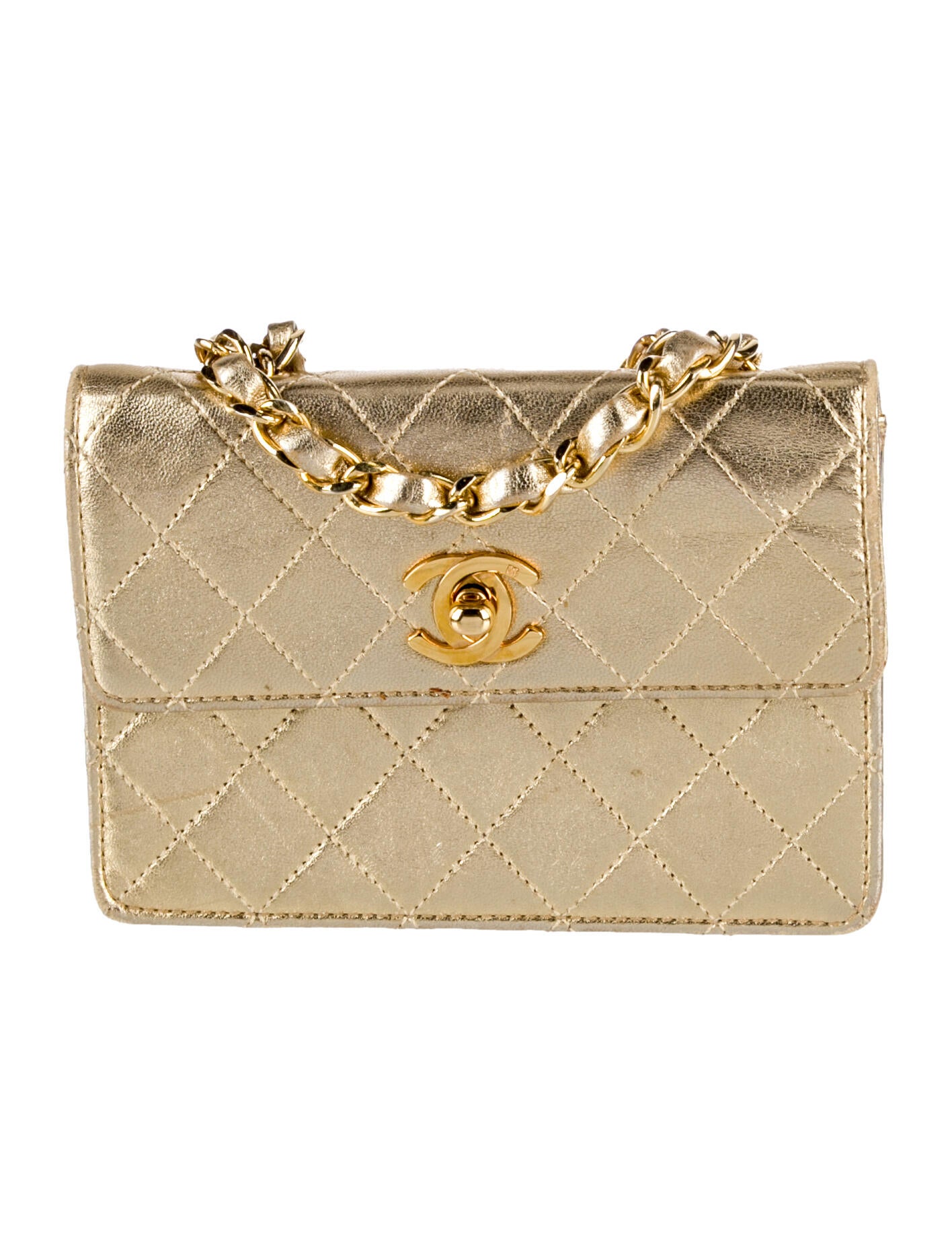 Chanel Metallic Mini Quilted Flap Bag Gold Mini Bags, Handbags