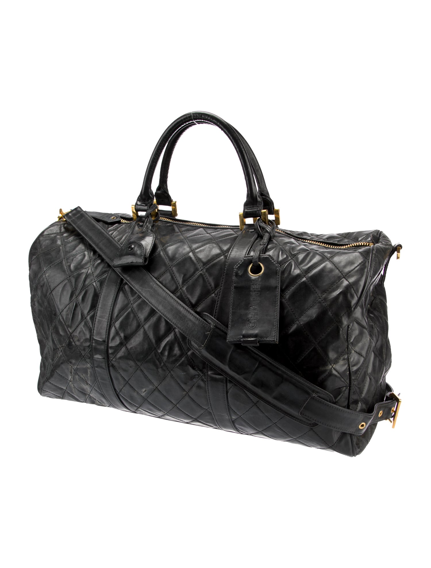 Chanel Diamond Stitched Duffle Bag Black Luggage and Travel, Handbags