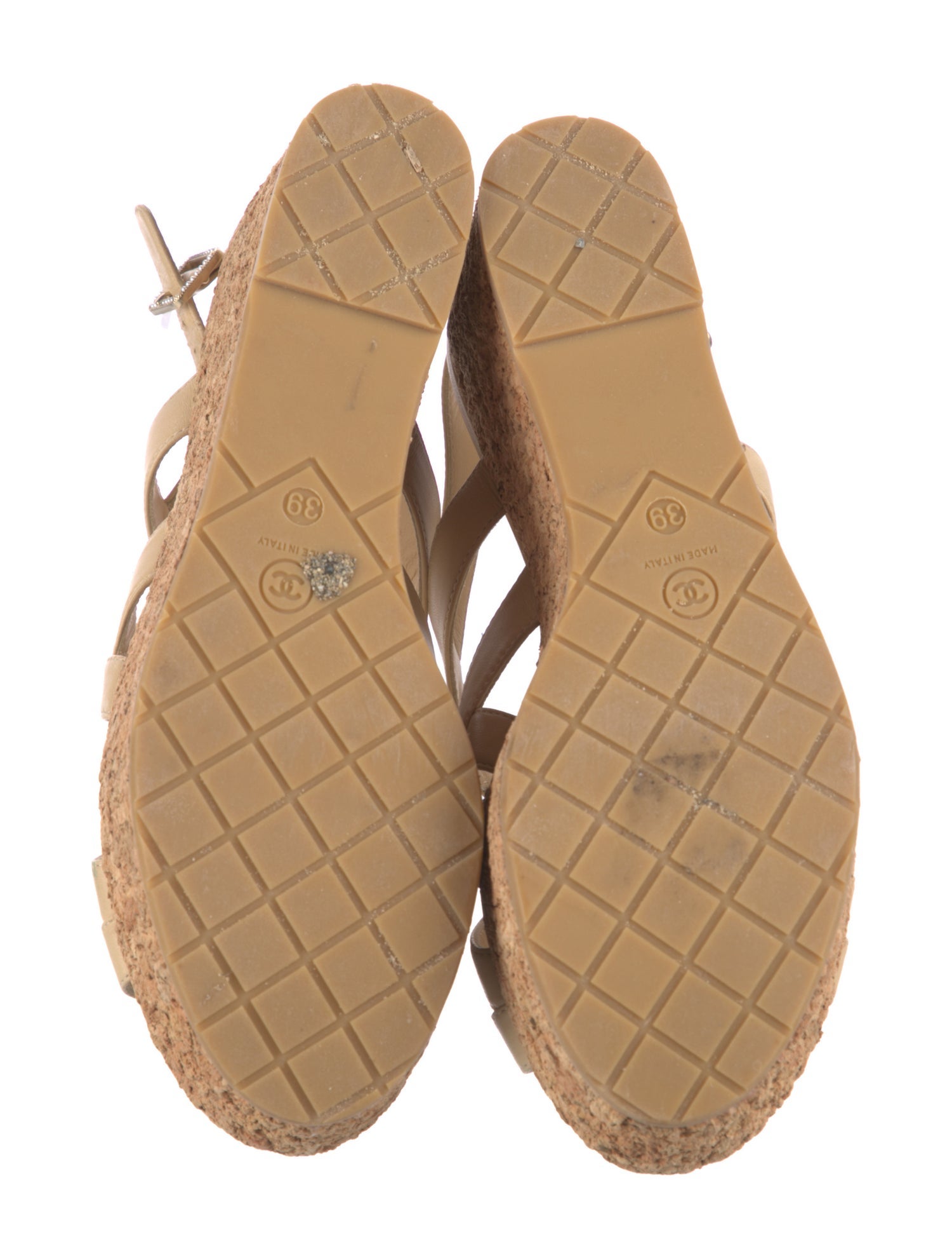 Chanel Interlocking CC Logo Leather Slingback Sandals