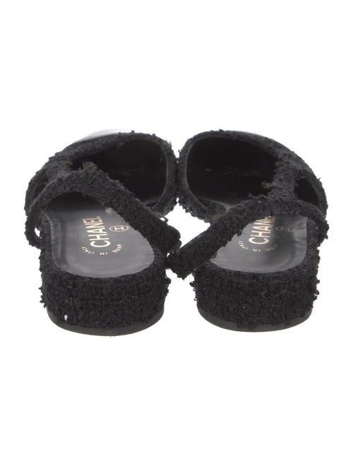 Chanel Interlocking CC Logo Tweed Slingback Flats