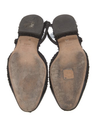 Chanel Interlocking CC Logo Tweed Slingback Flats