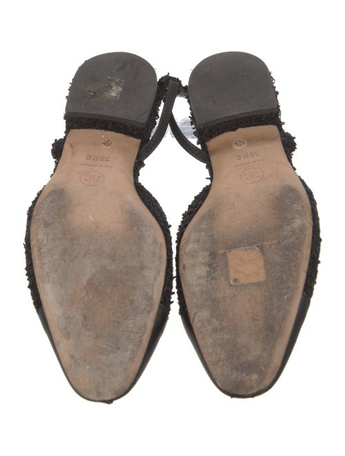 Chanel Interlocking CC Logo Tweed Slingback Flats