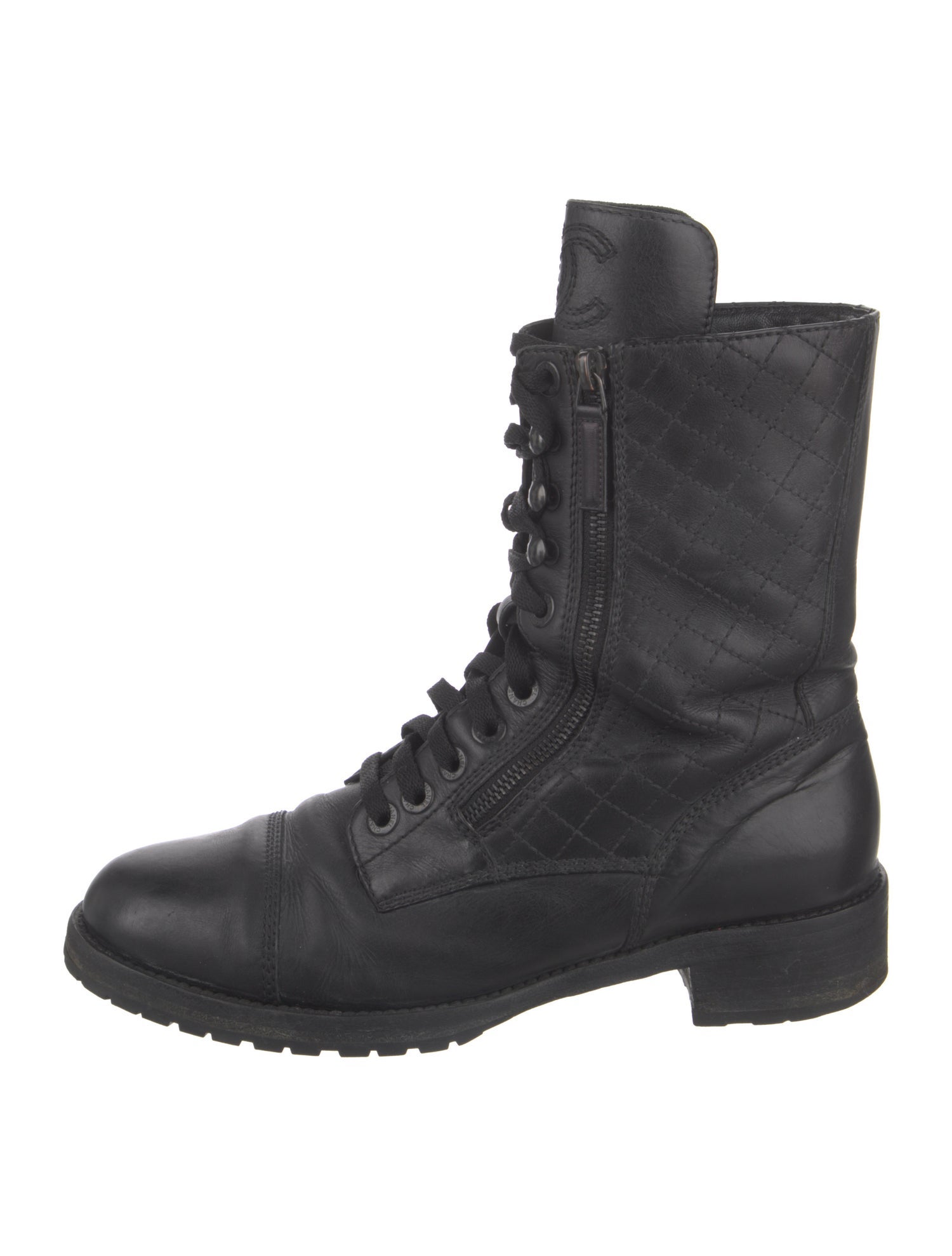 Chanel 2015 Interlocking CC Logo Combat Boots