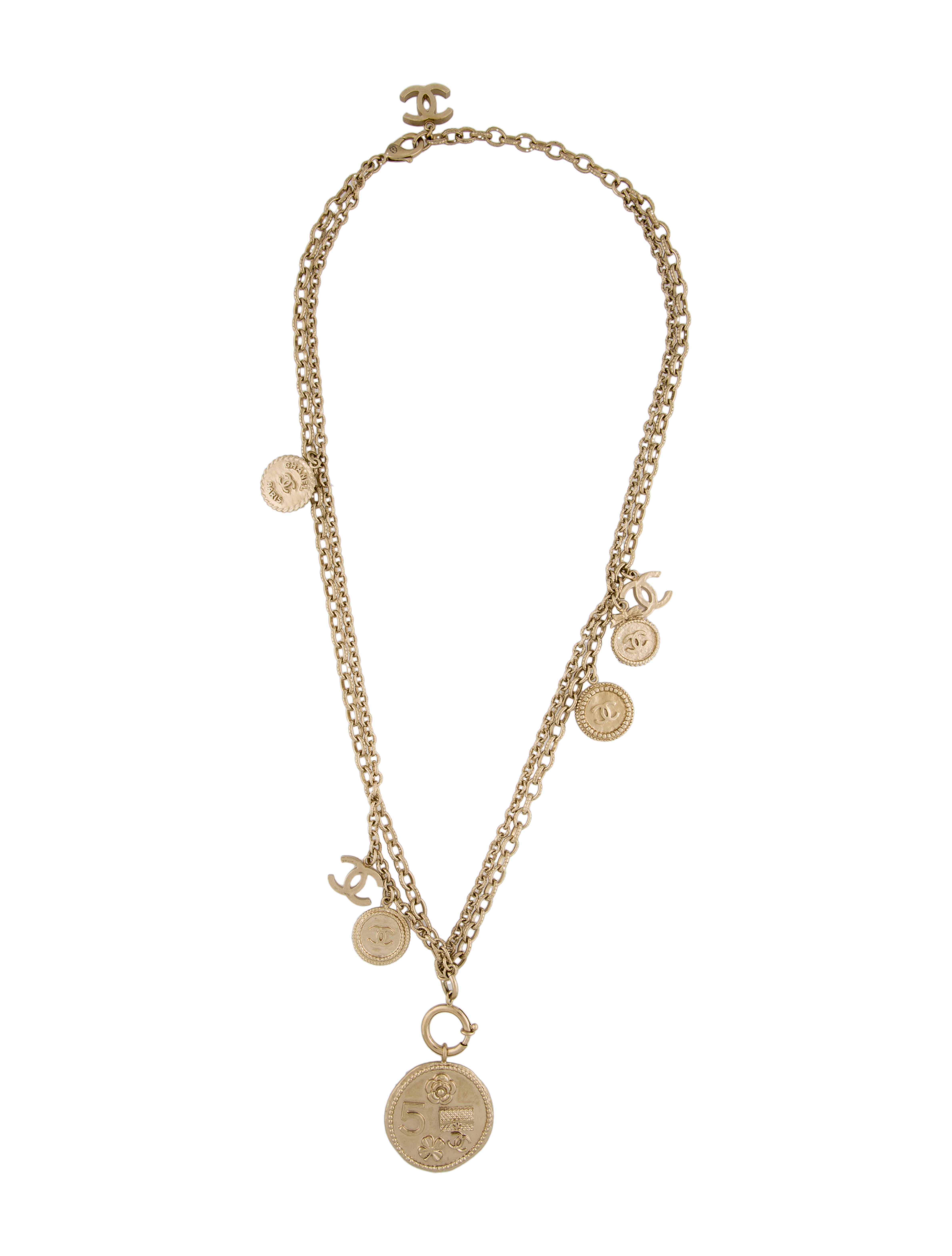 Chanel Double Strand CC No.5 Charm Necklace