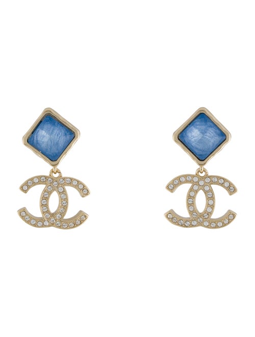Chanel 2022 Strass & Crystal CC Drop Earrings