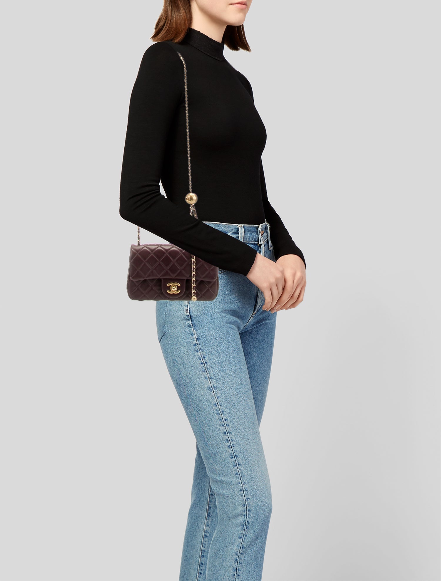 Chanel Pearl Crush Rectangular Mini Flap Bag - Burgundy Crossbody