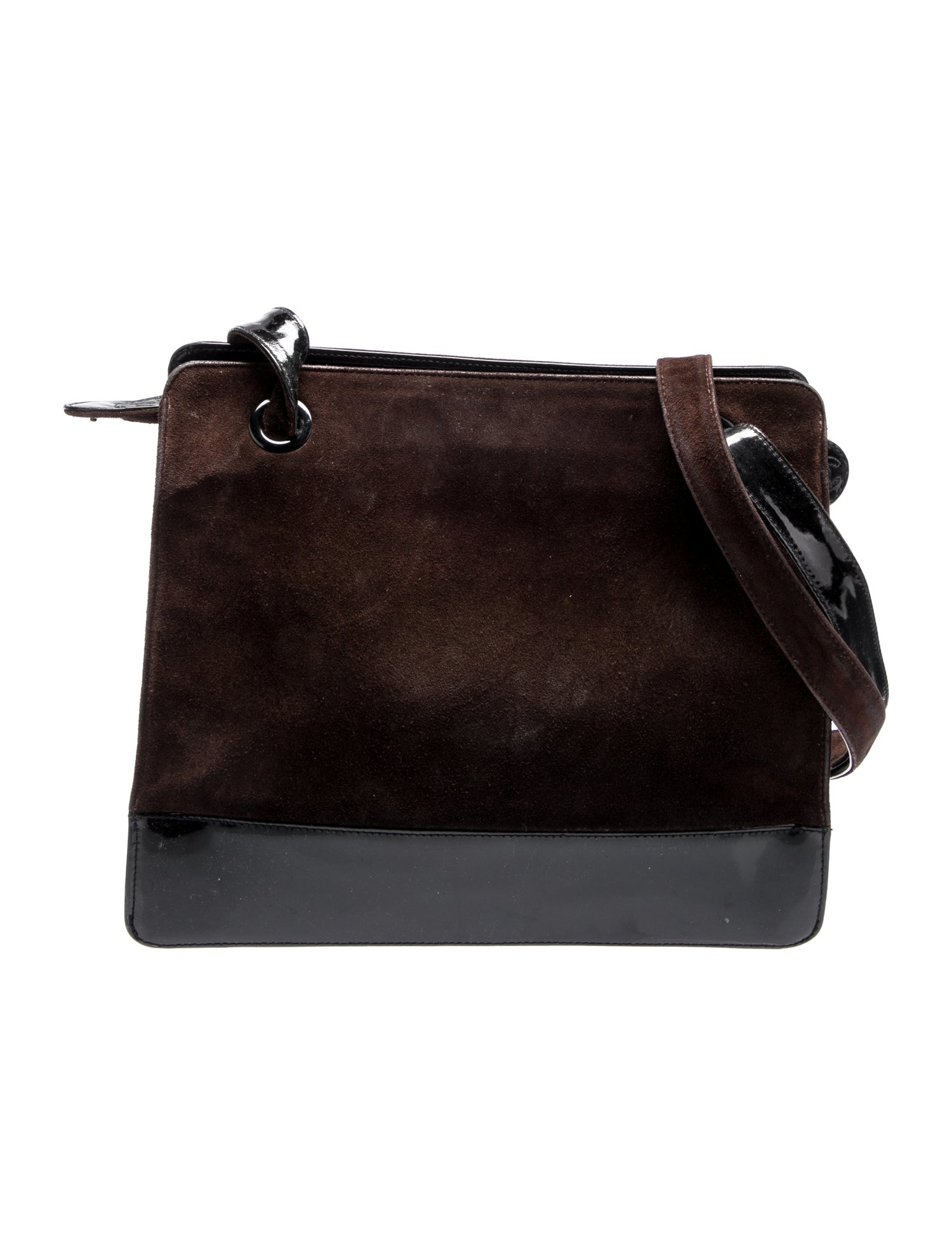 Chanel Patent-Trimmed Suede CC Shoulder Bag