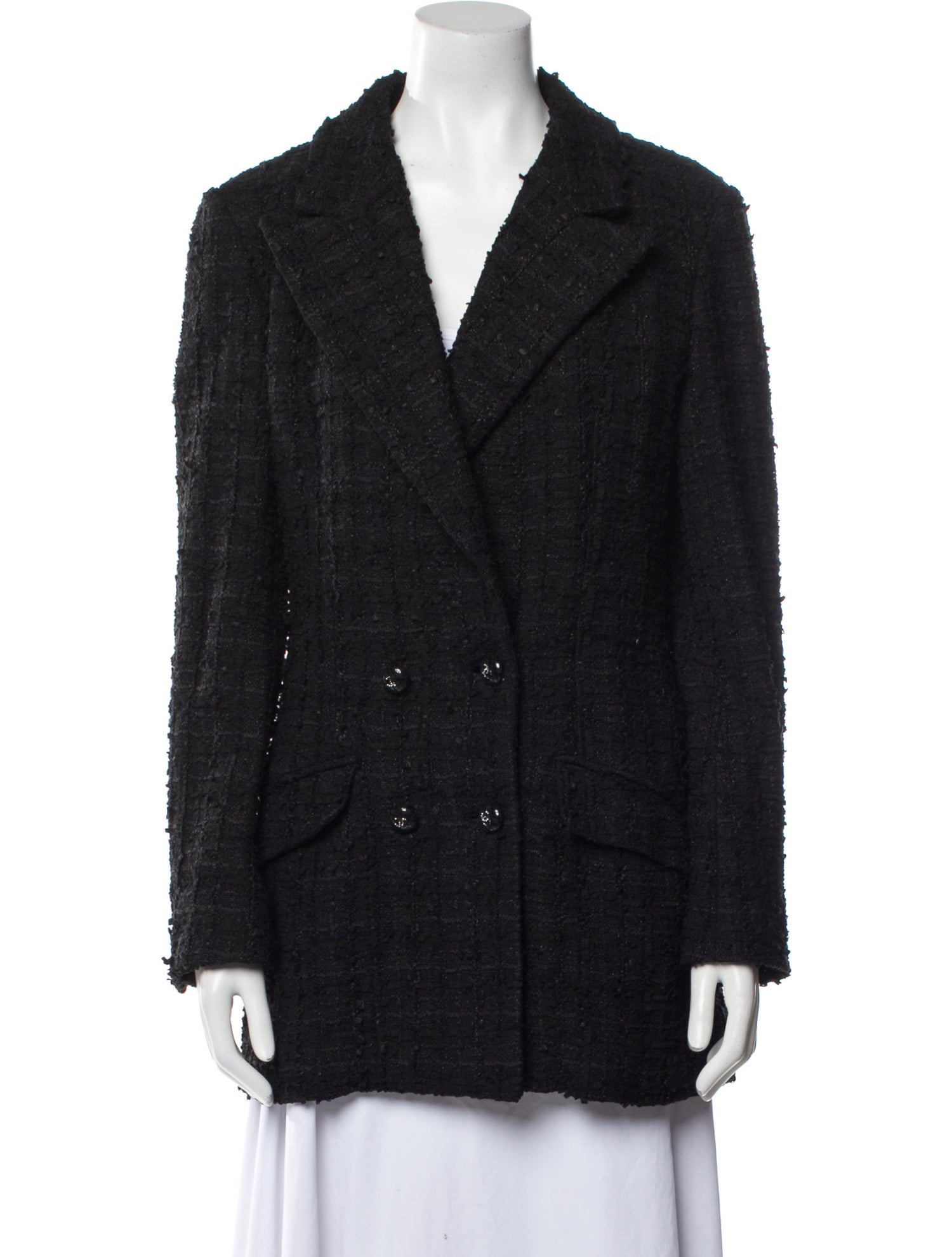 Chanel 2022 Plaid Print Blazer Black Jackets, Clothing CHA1068139