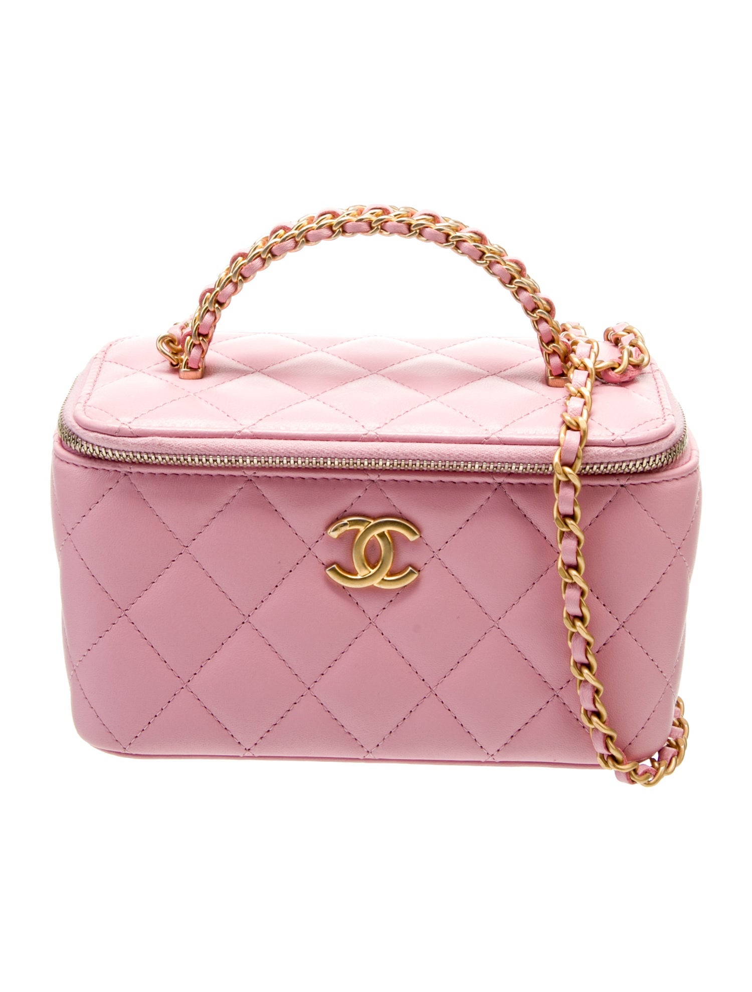 Chanel Quilted Pick Me Up Vanity Case - Pink Handle Bags, Handbags