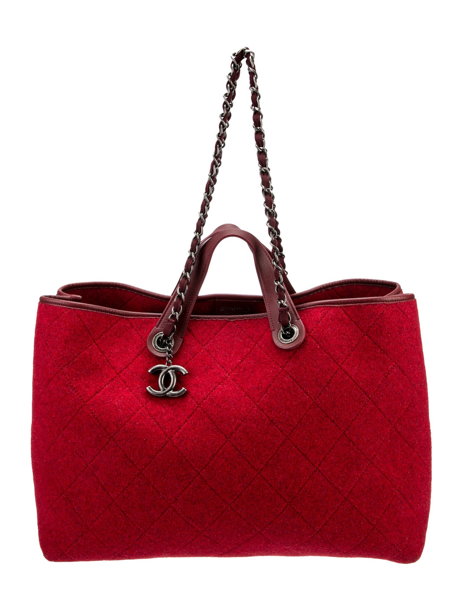 Chanel Large Pop Felt Tote Red Totes, Handbags CHA1075424 The