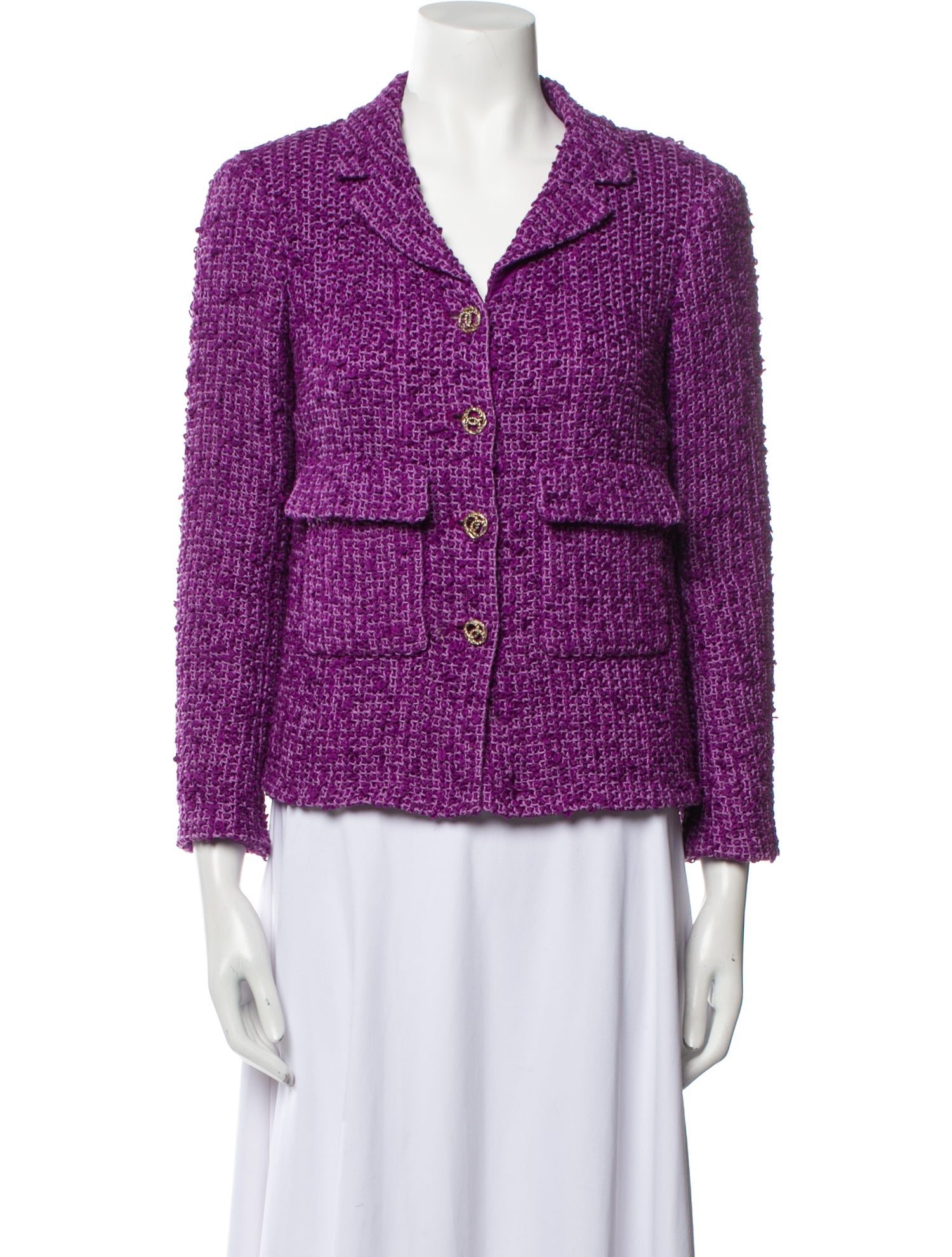 Chanel Tweed Pattern Blazer Purple Jackets, Clothing CHA1075511