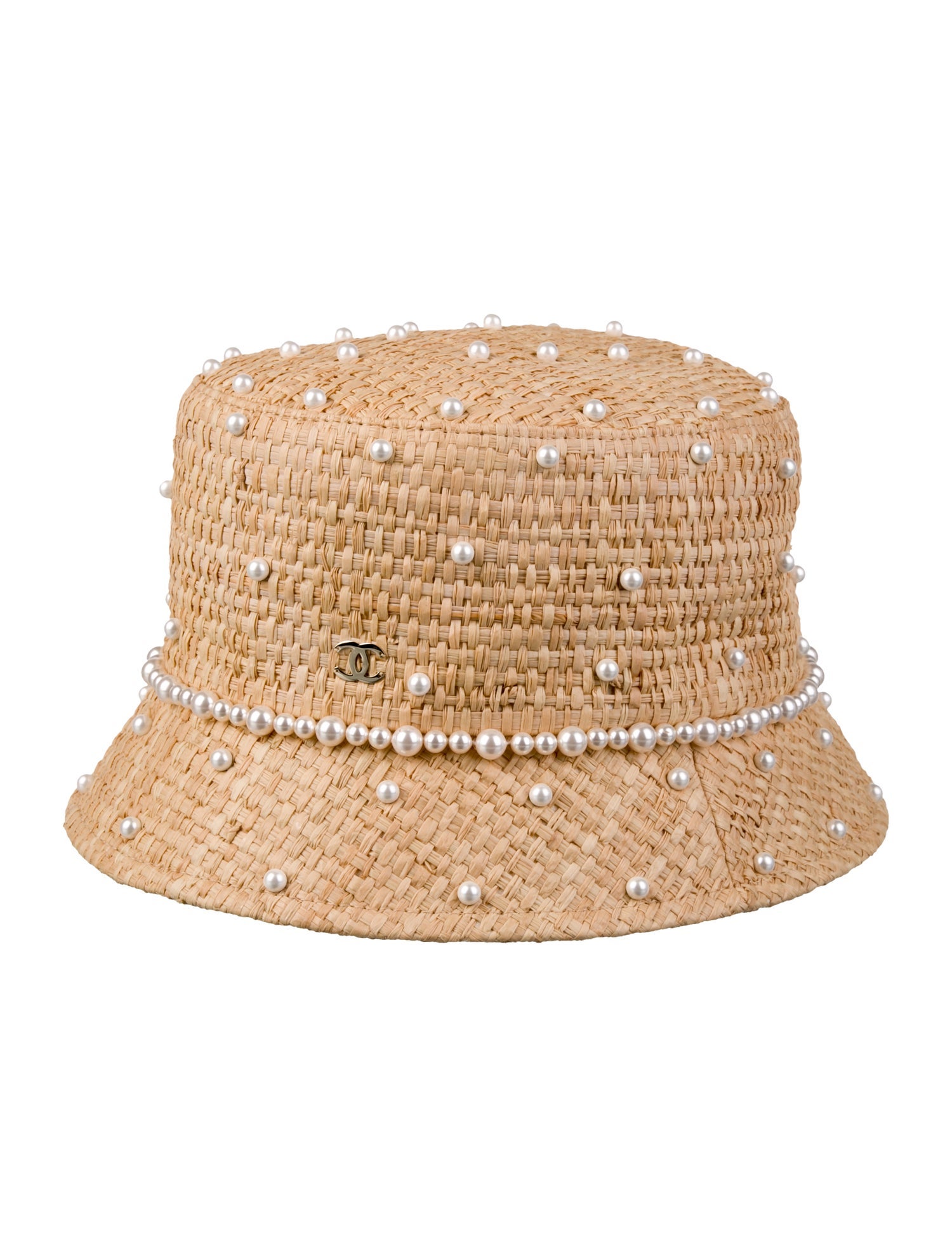 CHANEL パール　ラフィアハット　M Chanel Faux Pearl Raffia Bucket Hat - Neutrals Hats, Accessories
