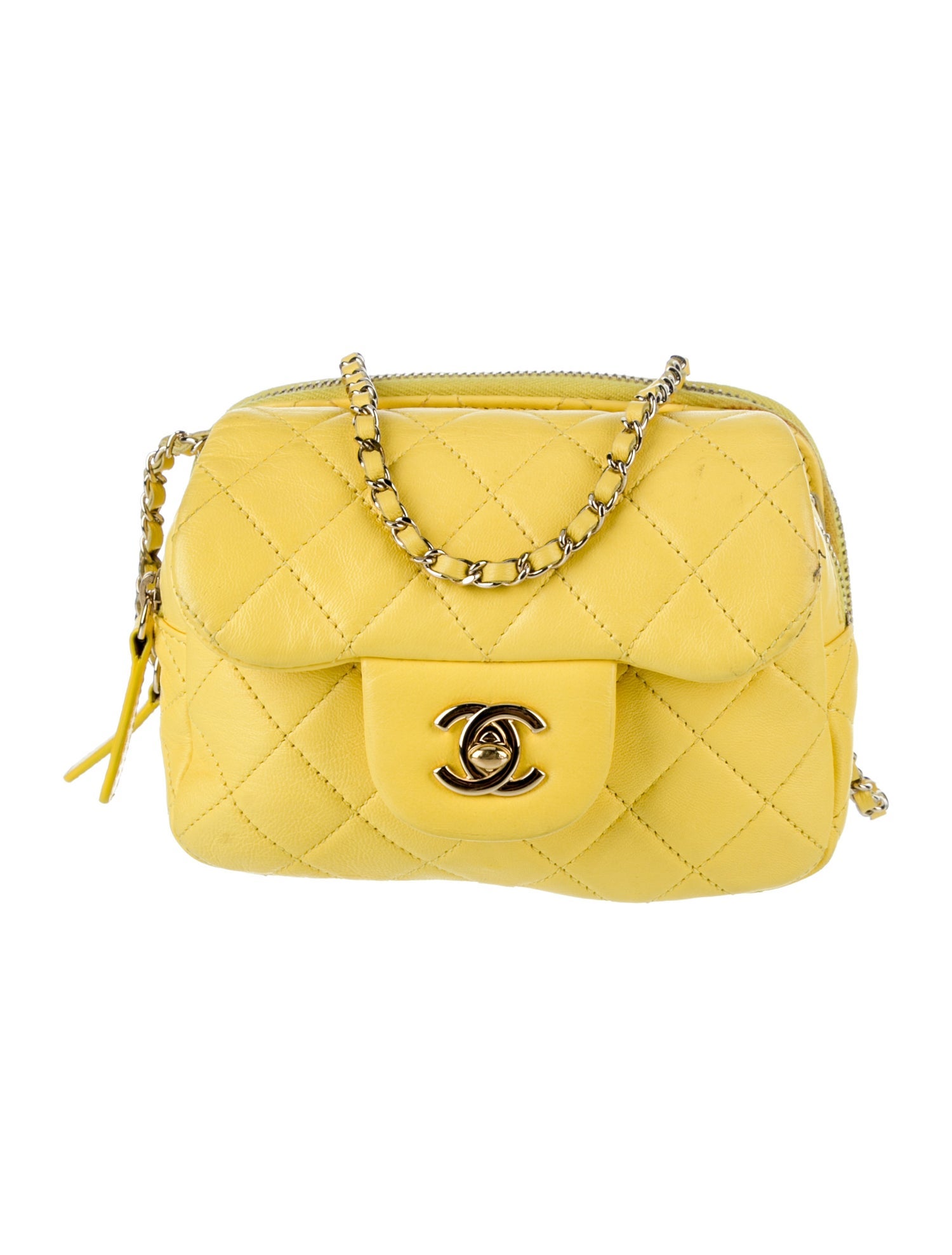 Chanel Mini Quilted Flap Bag Yellow Crossbody Bags, Handbags