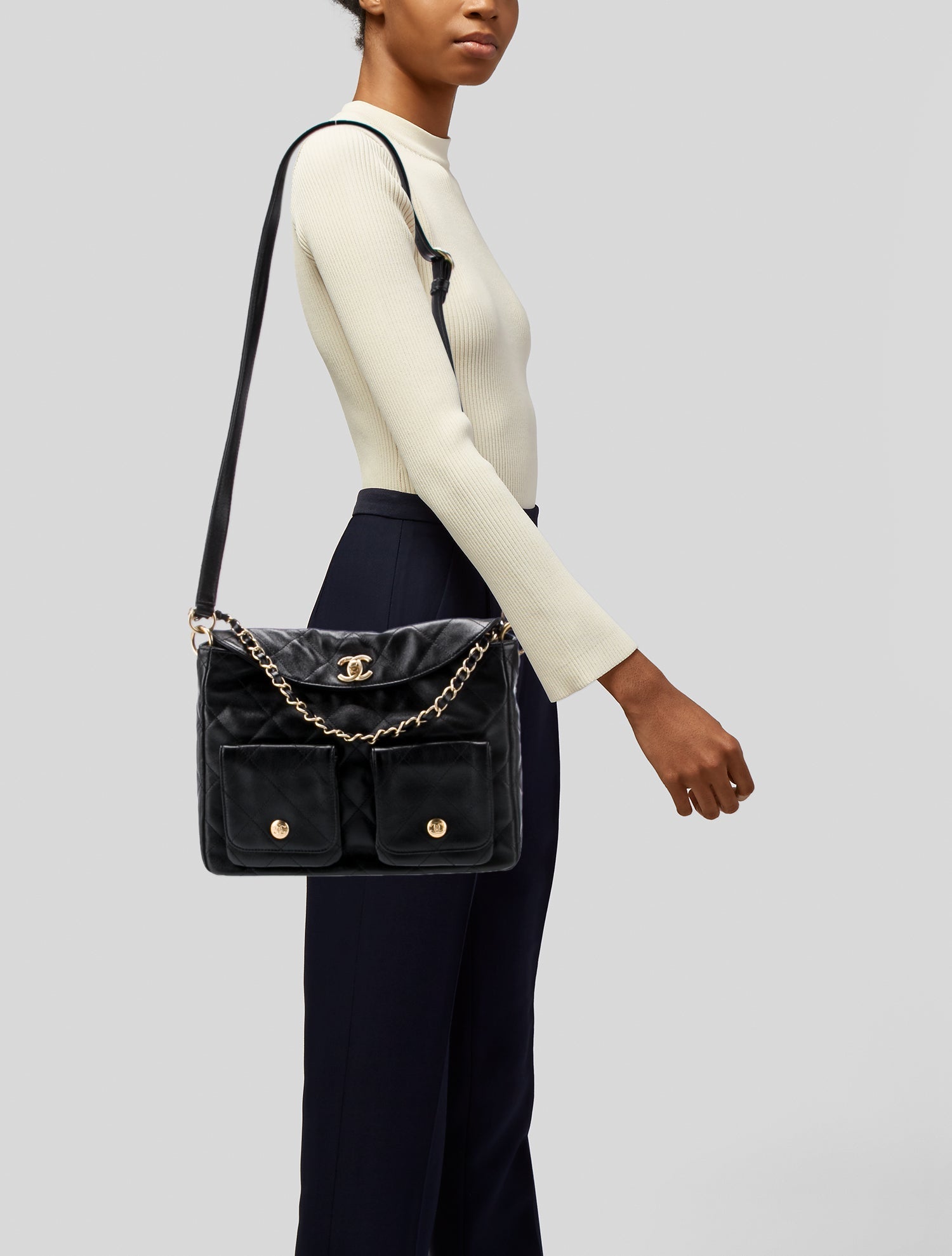 Chanel 2024 Supple Twins Shoulder Bag w/ Tags - Black Shoulder